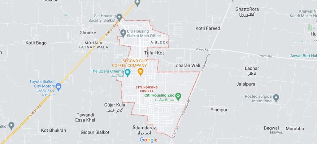 Citi Housing Sialkot Phase 2 Location Map